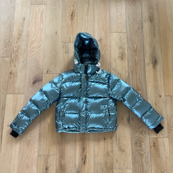 Aritzia Super Puff Shortie metallic blue NWOT - Picture 5 of 7